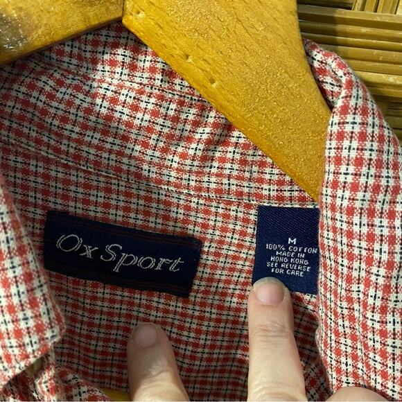 Vintage Men's Red Checkered Arkansas Razorback hogs button down shirt cotton Med - Picture 2 of 8